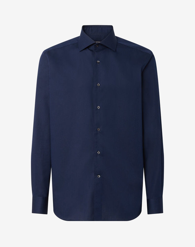 Shirt blu in cotone antipiega