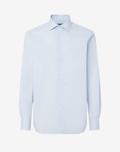 Shirt Con Microriga Bianca E Azzurra In Cotone Antipiega