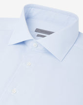 Shirt Con Microriga Bianca E Azzurra In Cotone Antipiega
