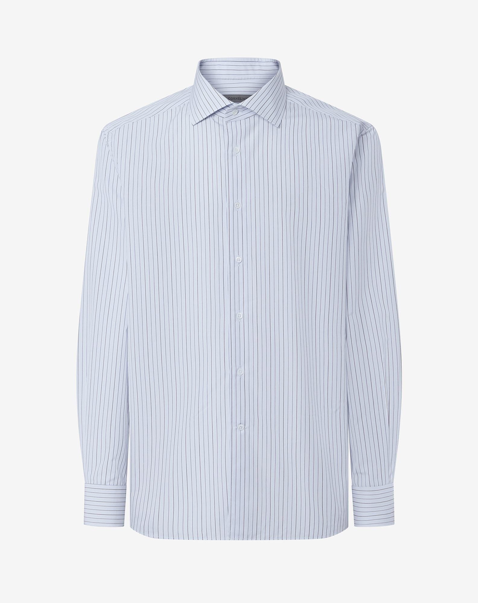 Shirt rigata azzurra e nera in cotone