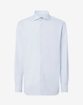Shirt Con Riga Azzurra E In Cotone
