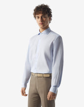 Shirt Con Riga Azzurra E In Cotone