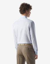 Shirt Con Riga Azzurra E In Cotone