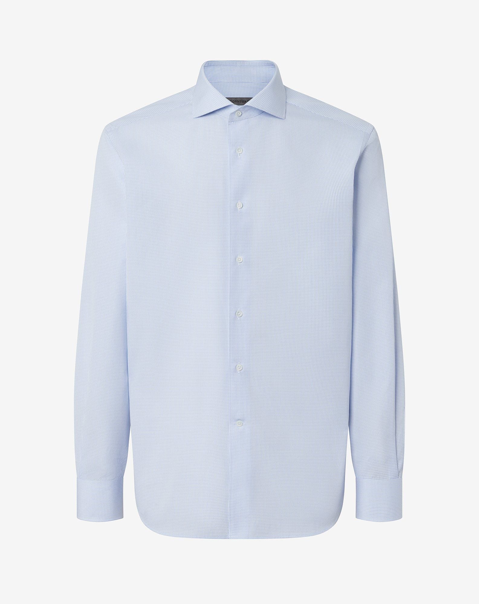 Shirt con quadretto bianco e azzurro in cotone