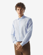 Shirt Con Quadretto Bianco E Azzurro In Cotone