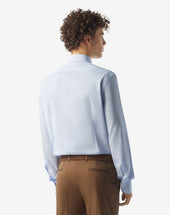 Shirt Con Quadretto Bianco E Azzurro In Cotone