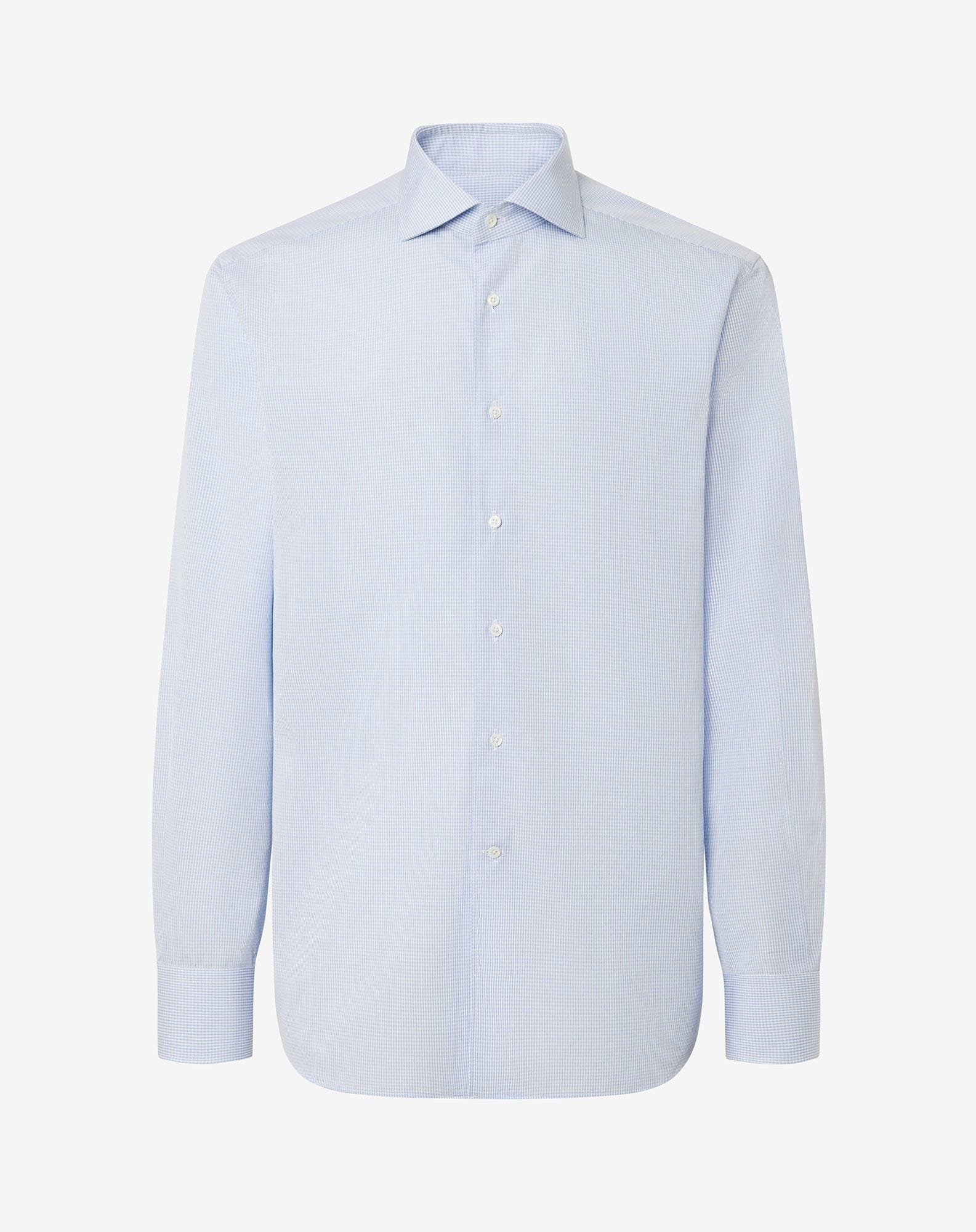 Shirt con quadretto vichy bianco e azzurro in cotone