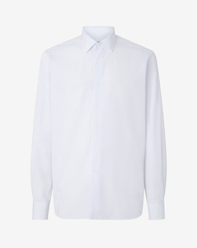 Shirt Con Riga Bianca Azzurra In Cotone