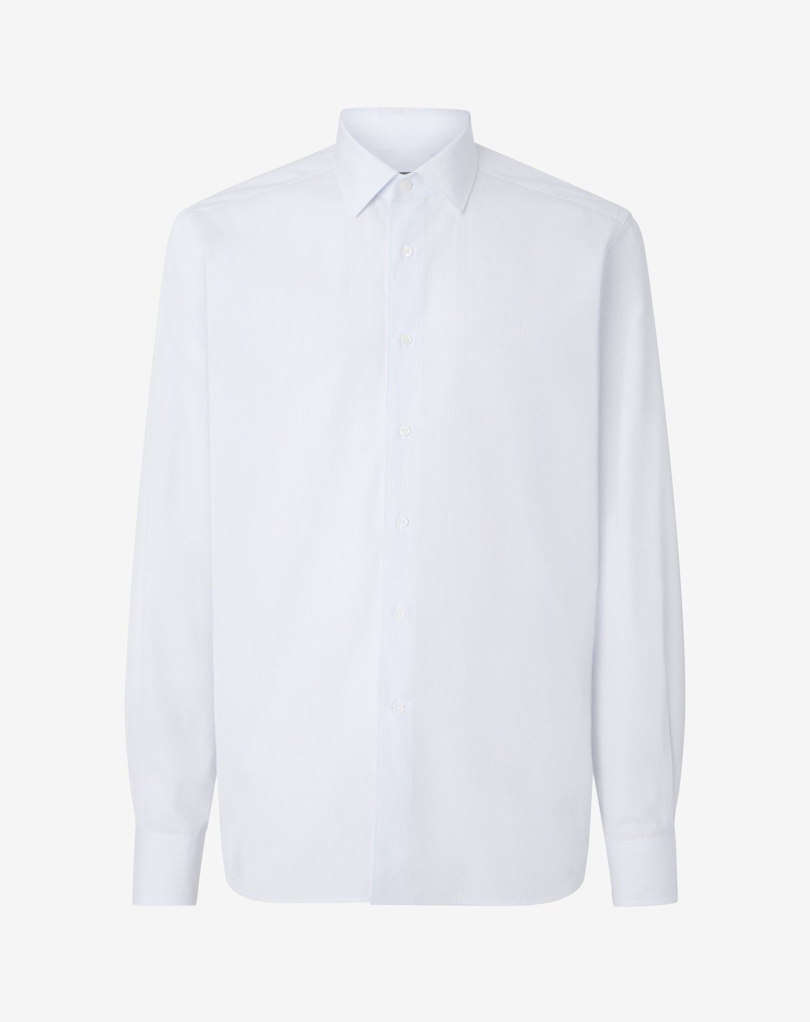 Shirt con riga bianca/azzurra in cotone