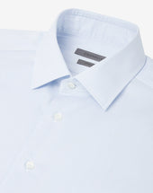 Shirt Con Micro Riga Bianca Azzurra In Cotone Antipiega