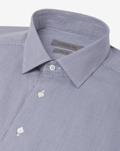 Shirt Con Microquadretto Bianco E In Cotone Antipiega