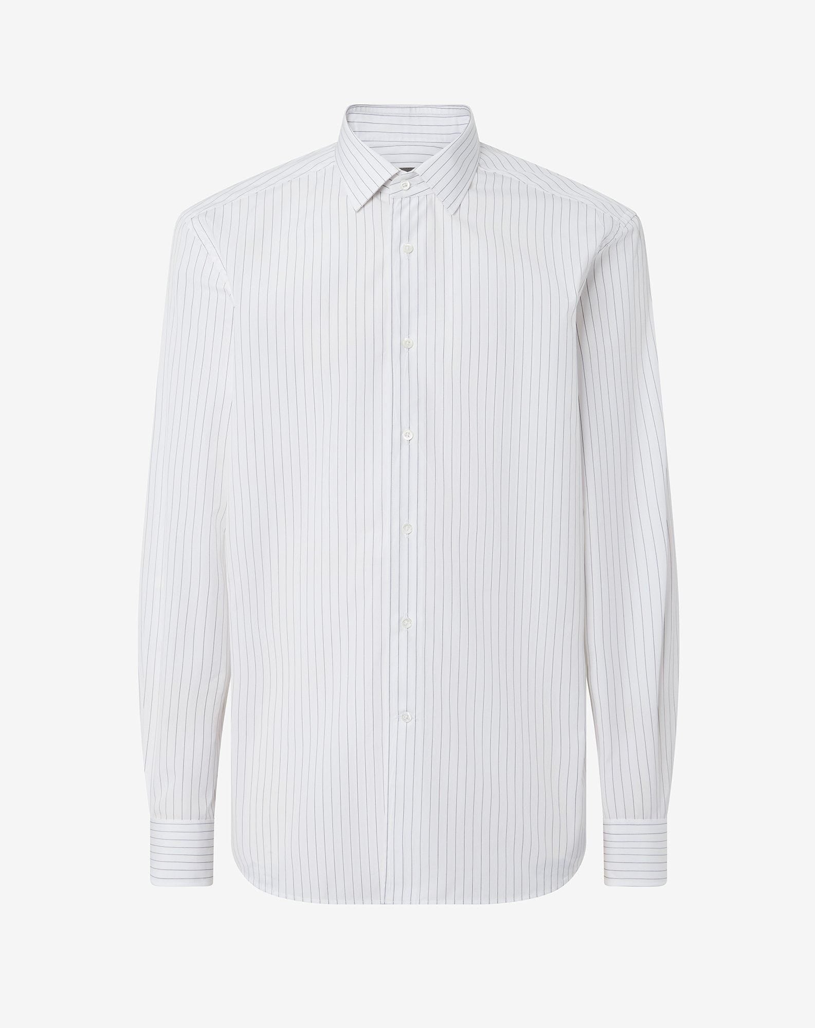 Shirt Con Riga Nera In Popeline Di Cotone