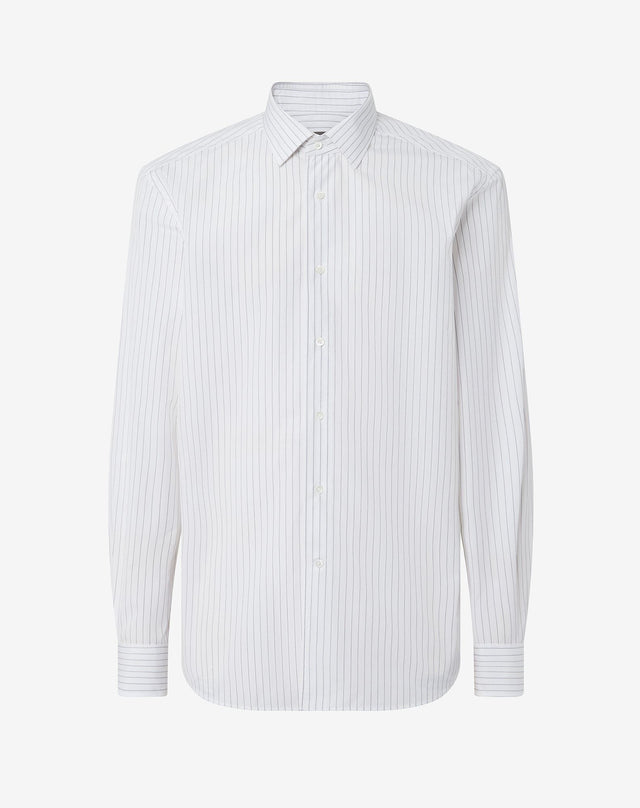 Shirt Con Riga Nera In Popeline Di Cotone