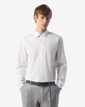 Shirt Con Riga Nera In Popeline Di Cotone