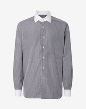 Shirt Con Quadretto Bianco Nero In Cotone