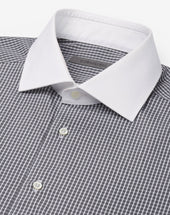 Shirt Con Quadretto Bianco Nero In Cotone