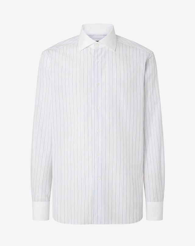 Shirt Rigata Bianco Blu In Cotone
