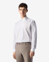 Shirt Rigata Bianco Blu In Cotone