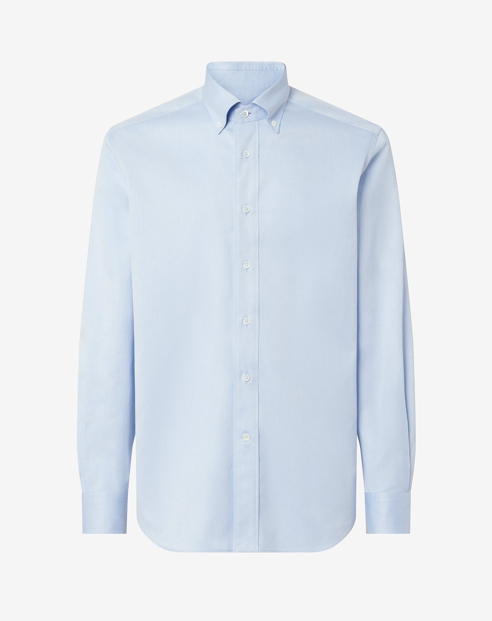 Shirt azzurra in cotone a micro nido d'ape
