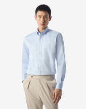 Shirt Azzurra In Cotone A Micro Nido D Ape