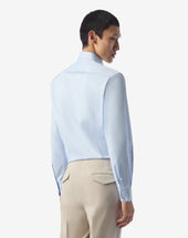 Shirt Azzurra In Cotone A Micro Nido D Ape