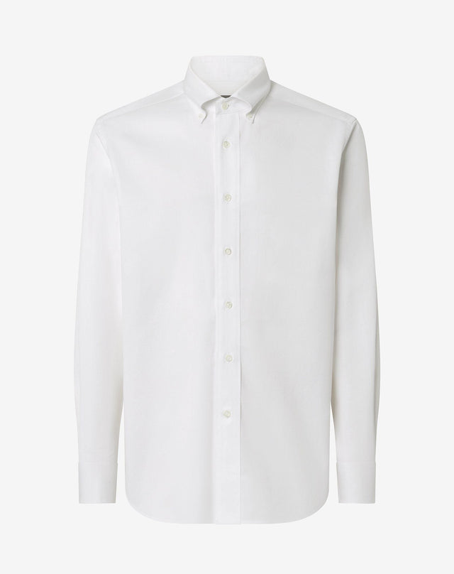 Shirt bianca in cotone a micro nido d'ape