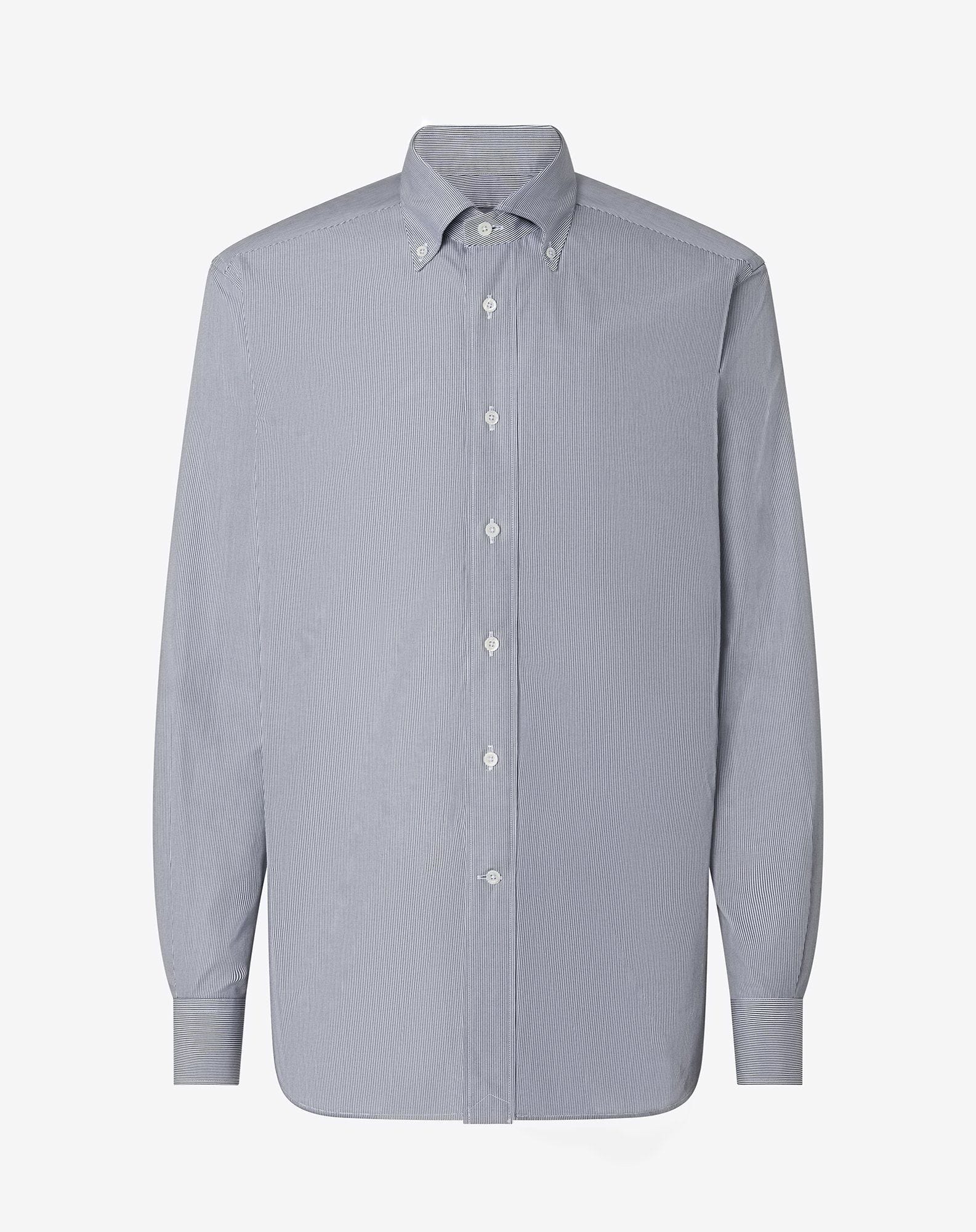 Shirt Con Microriga Bianca In Cotone