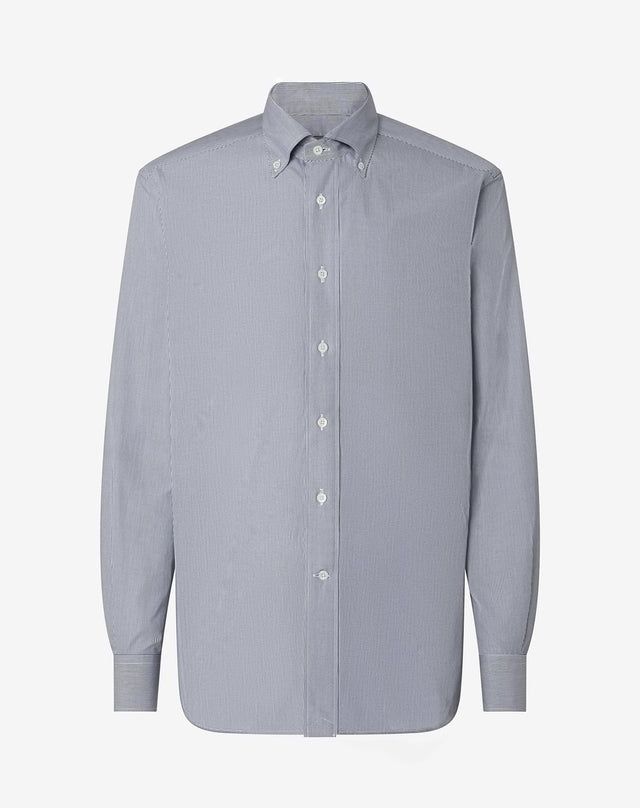 Shirt con microriga bianca/blu in cotone