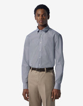 Shirt Con Microriga Bianca In Cotone