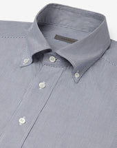 Shirt Con Microriga Bianca In Cotone