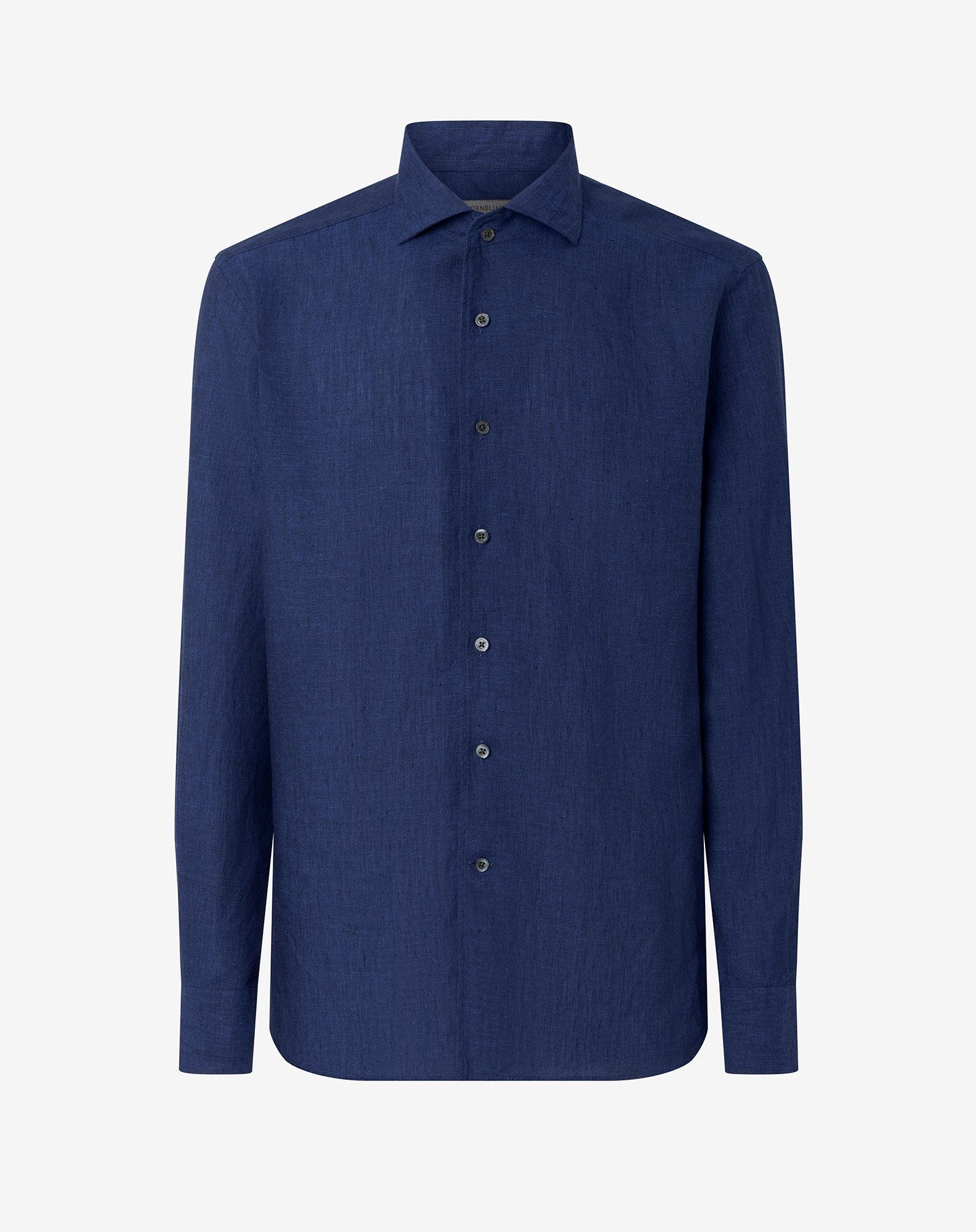 Shirt blu in puro lino