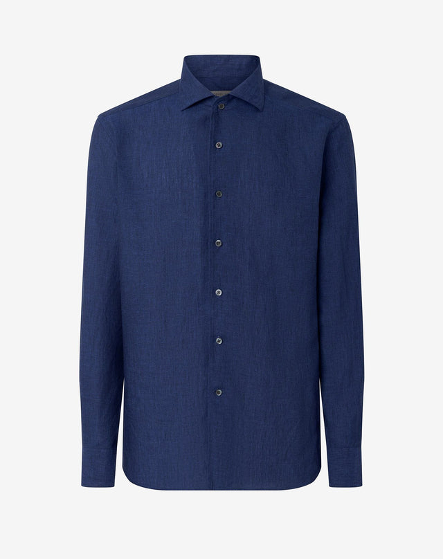 Shirt blu in puro lino