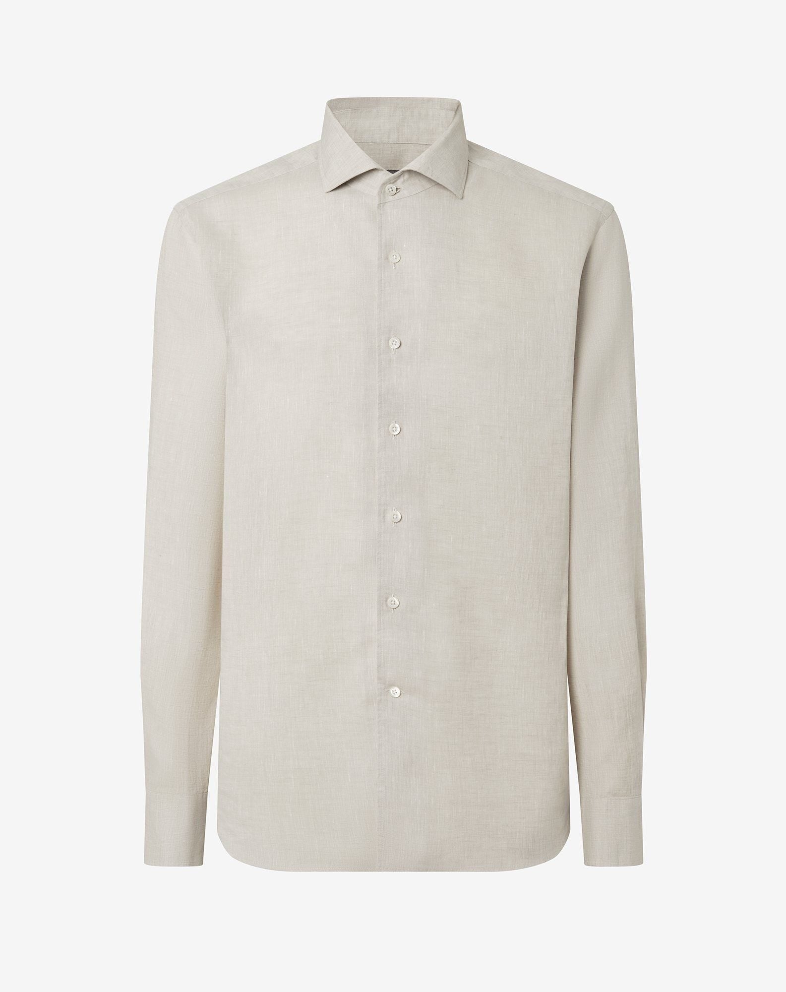 Shirt Color Sabbia In Puro Lino