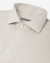 Shirt Color Sabbia In Puro Lino