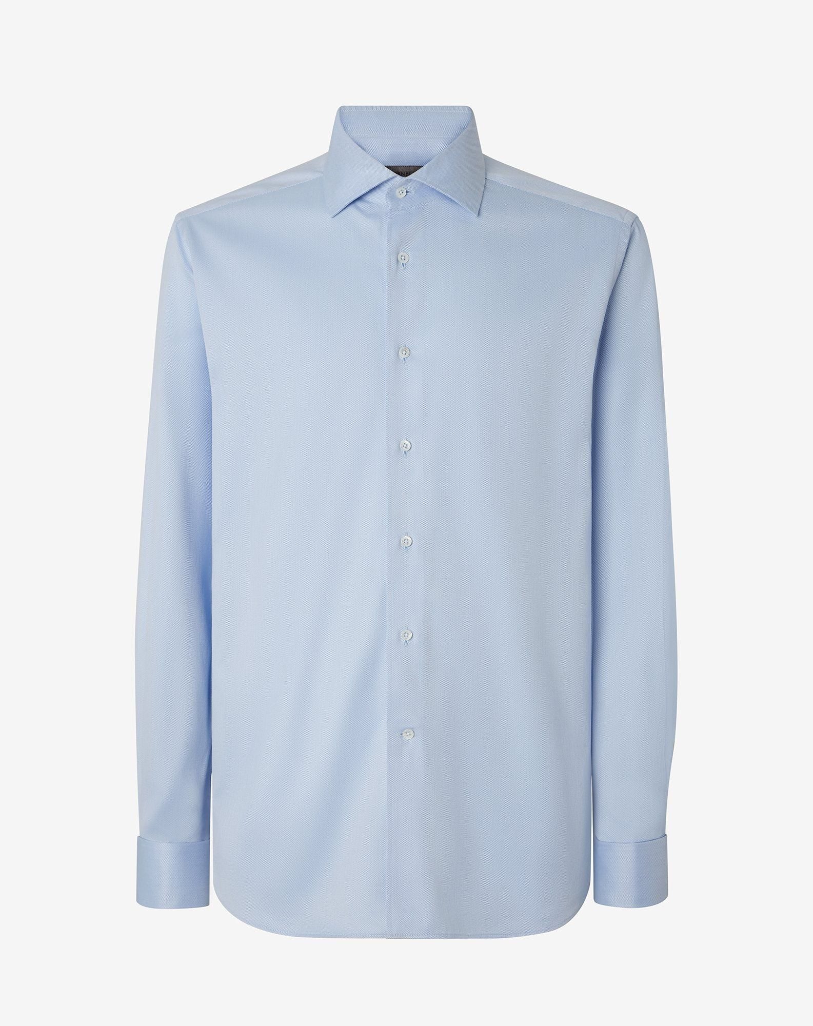Shirt Azzurra In Cotone A Nido D Ape