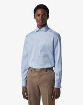 Shirt Azzurra In Cotone A Nido D Ape