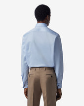 Shirt Azzurra In Cotone A Nido D Ape