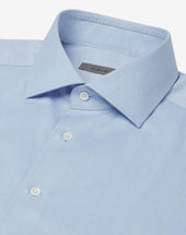 Shirt Azzurra In Cotone A Nido D Ape