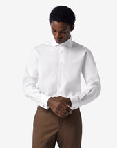 Shirt Bianca In Cotone A Nido D Ape