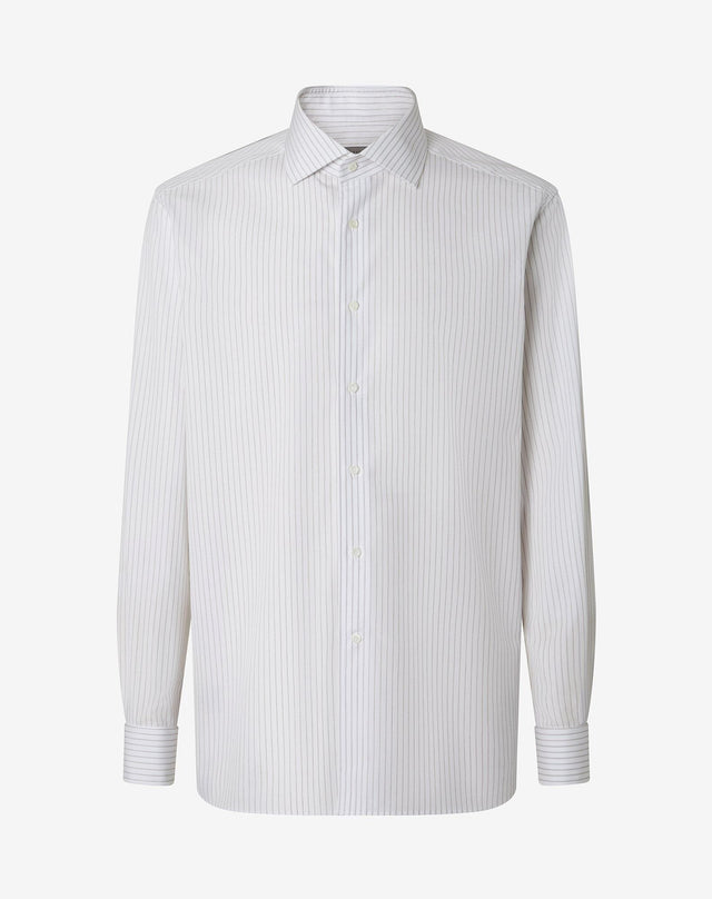 Shirt Con Riga Marrone E Nera In Cotone