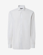 Shirt Con Riga Bianca E Azzurra In Twill Di Cotone
