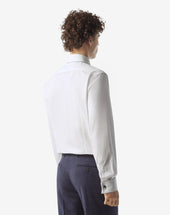 Shirt Con Riga Bianca E Azzurra In Twill Di Cotone