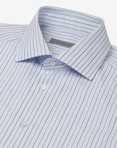 Shirt Con Riga Azzurra E Nera In Cotone Doppio Ritorto