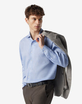 Shirt Azzurra In Puro Lino Chambray