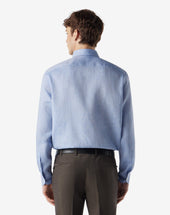 Shirt Azzurra In Puro Lino Chambray
