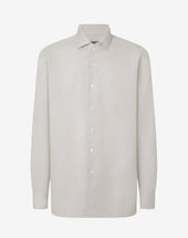 Shirt Color Sabbia In Puro Lino Chambray