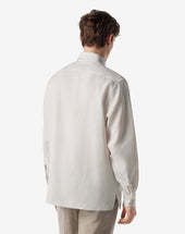 Shirt Color Sabbia In Puro Lino Chambray