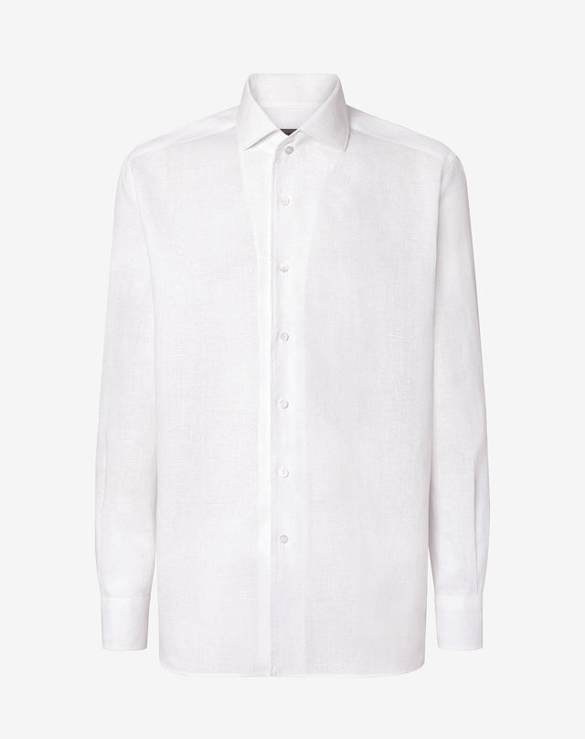 Shirt Bianca In Puro Lino Chambray