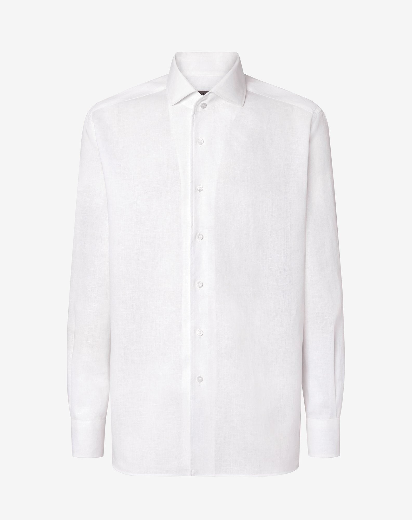 Shirt bianca in puro lino chambray