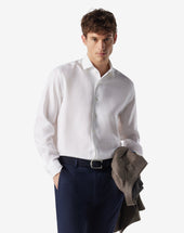 Shirt Bianca In Puro Lino Chambray